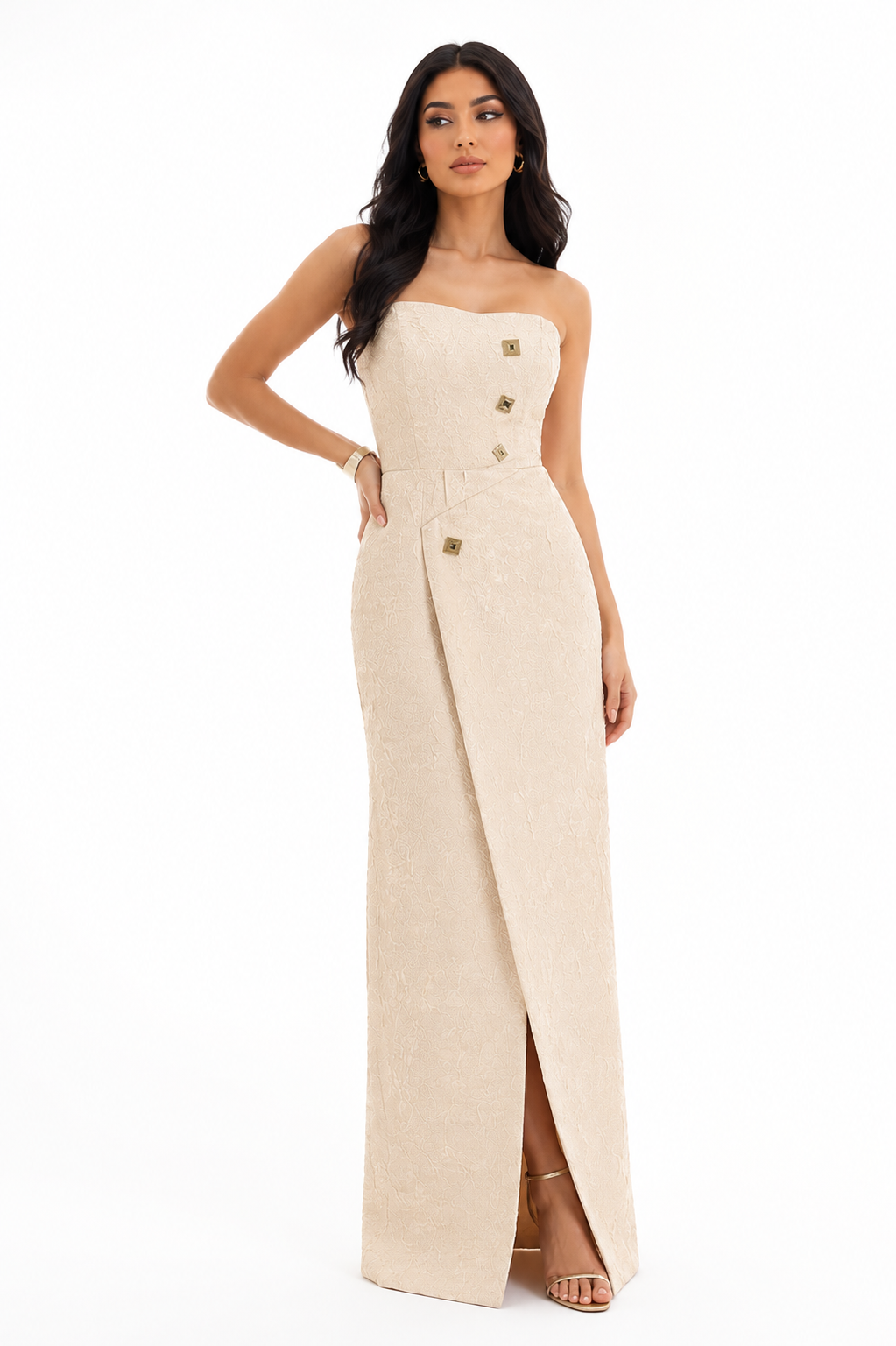 Strapless Textured Maxi Dress – ELISE