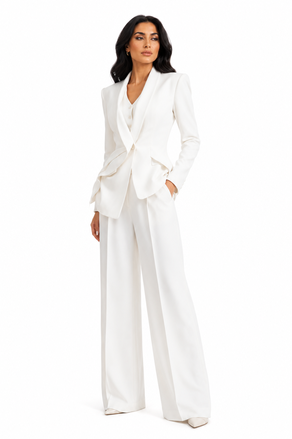 Tailored Peplum Blazer & Wide-Leg Pants Set – CELINE