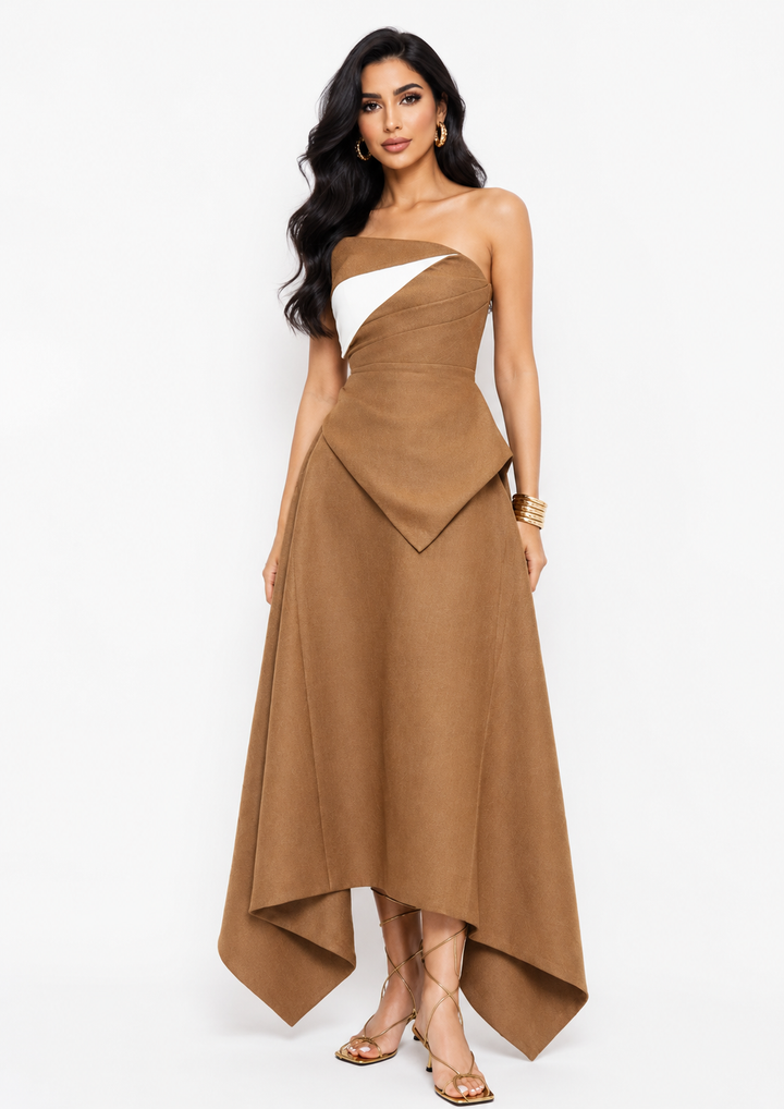Asymmetric Strapless Midi Skirt Set – SIENNA
