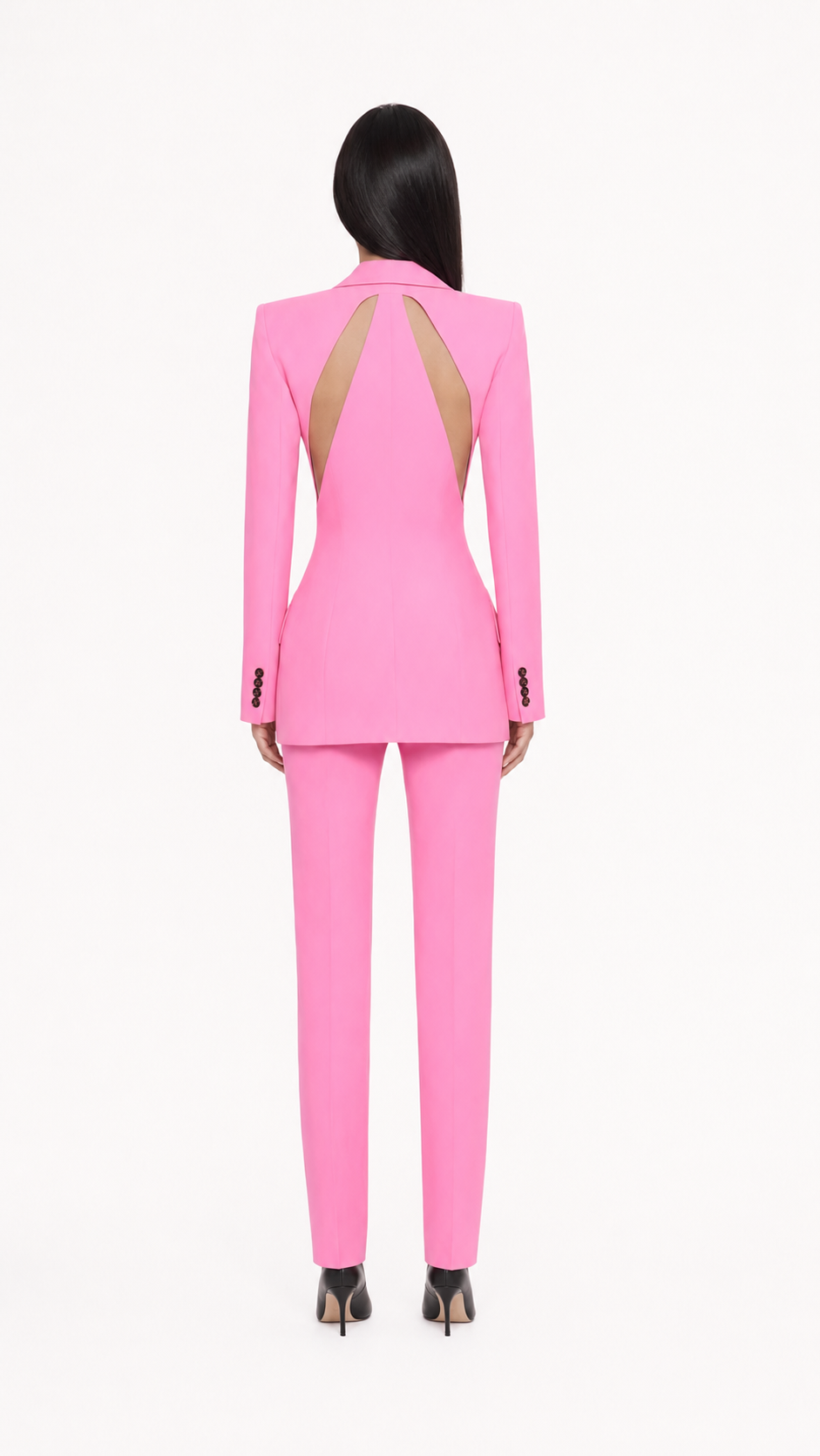 Pink Cut-Out Tailored Blazer & Slim Pants Suit Set – LUNA