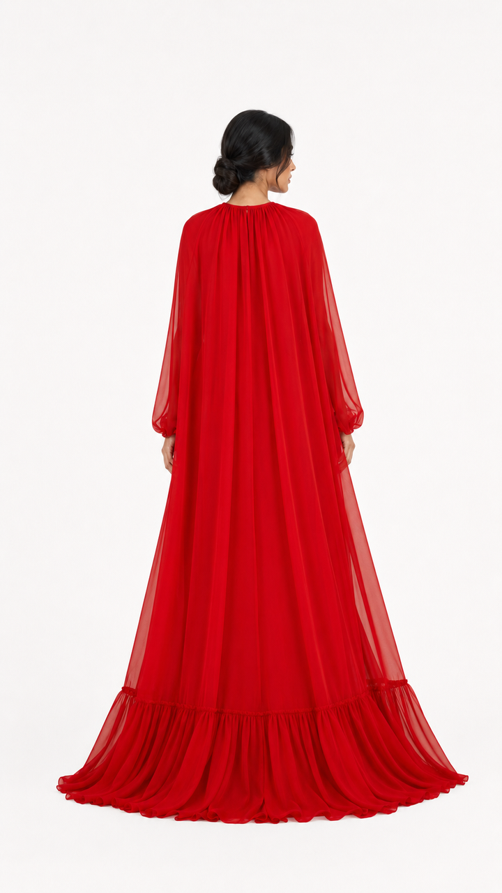Red Chiffon Cape Maxi Dress – Nova