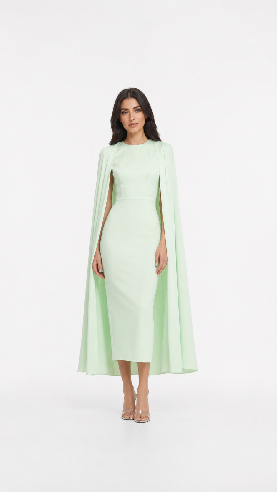 Mint Green Cape Midi Dress – Celeste