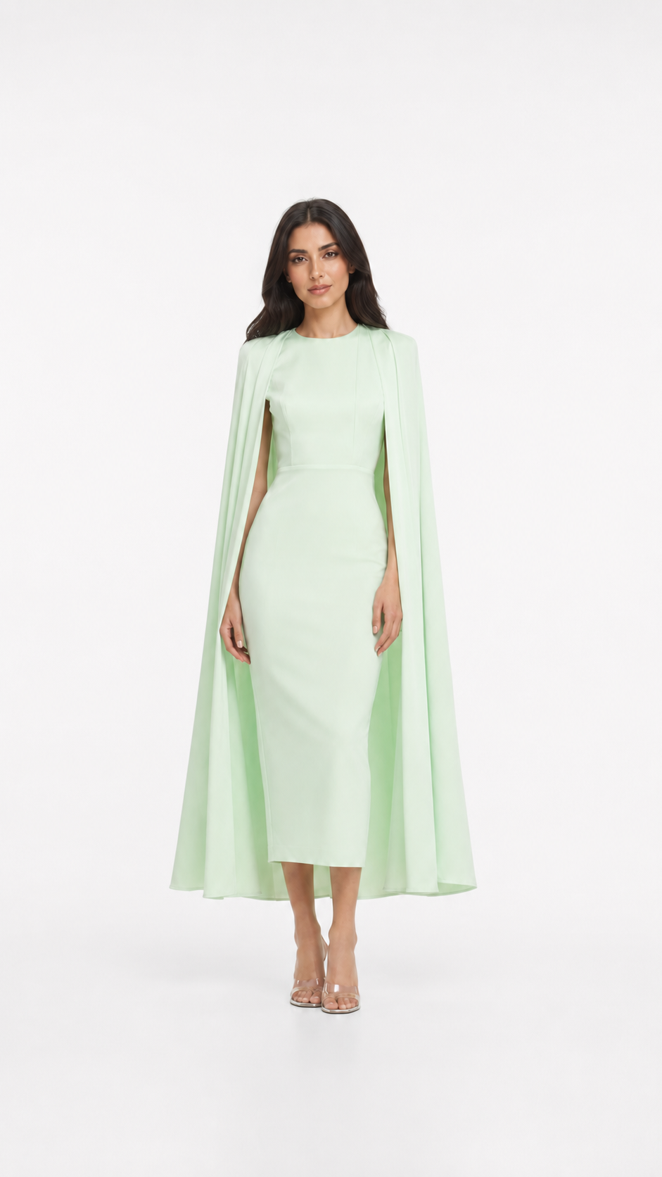 Mint Green Cape Midi Dress – Celeste