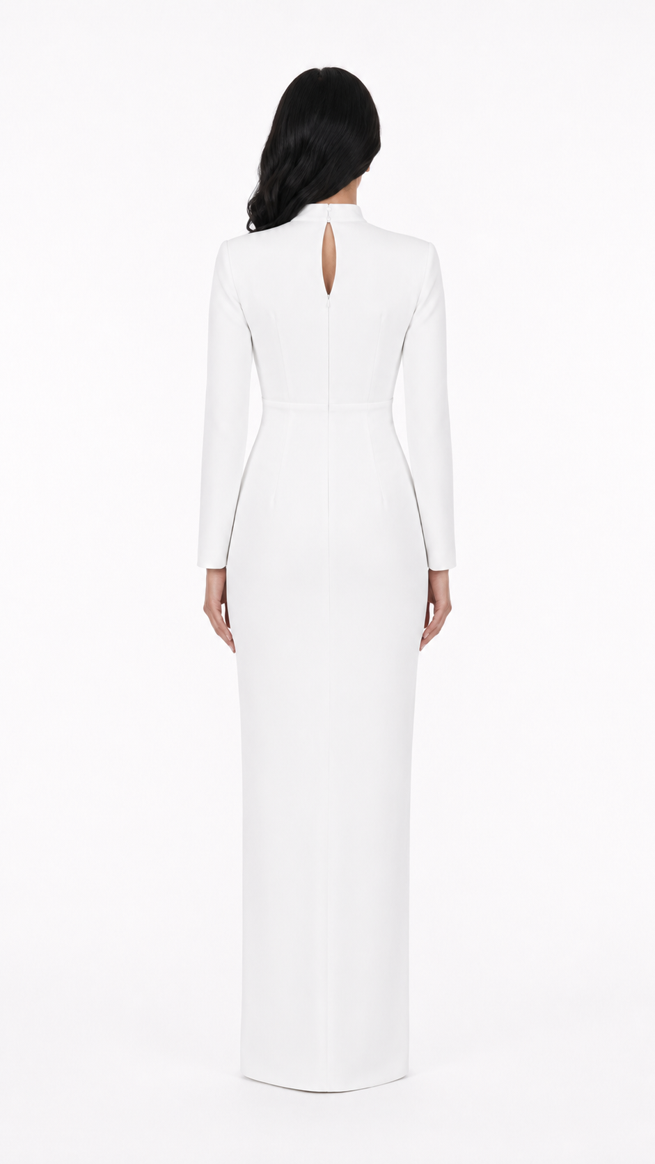 Ivory High Neck Draped Split Evening Gown – STELLA