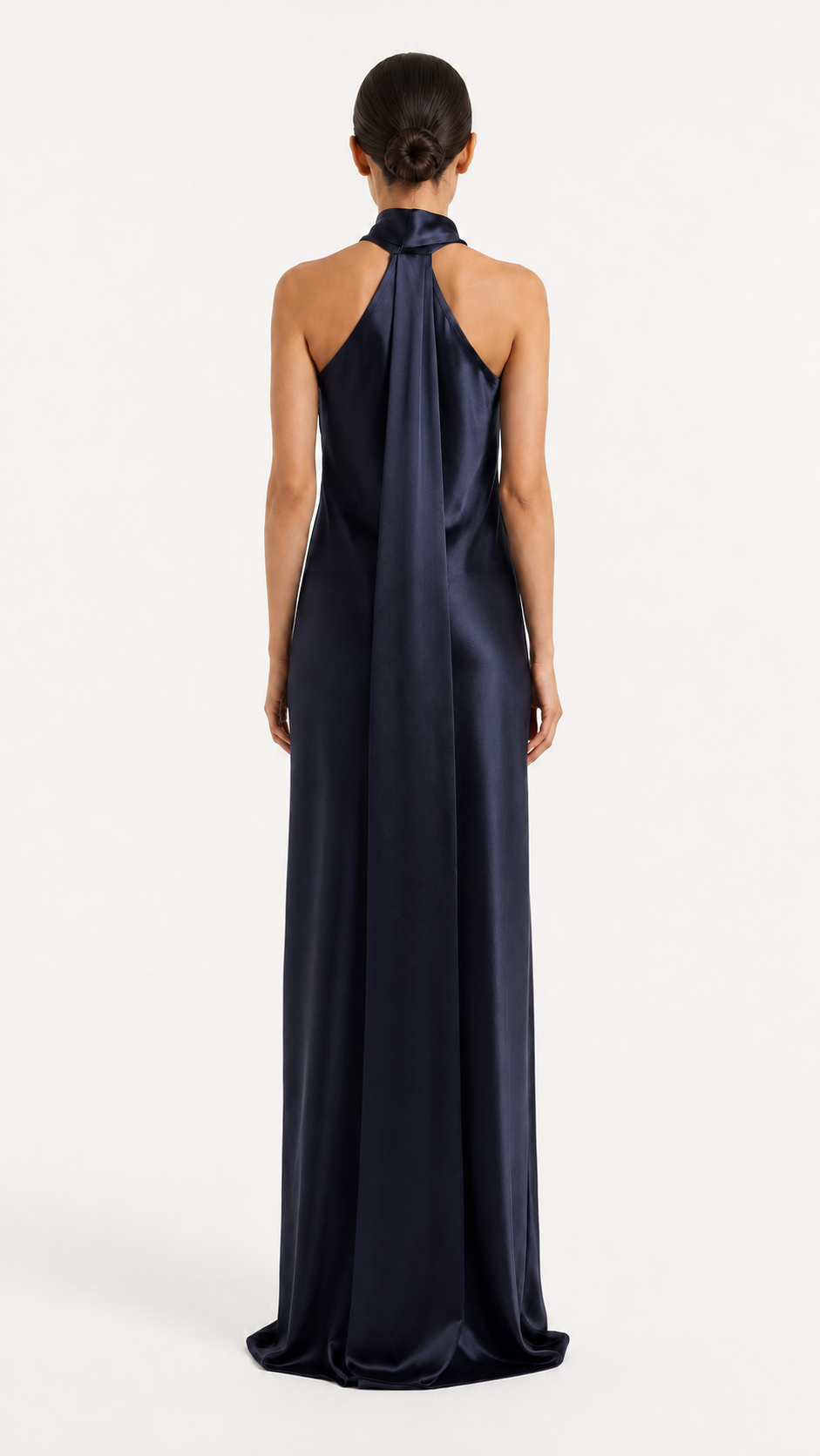 Black Cross Halter Satin Evening Gown – NOVA