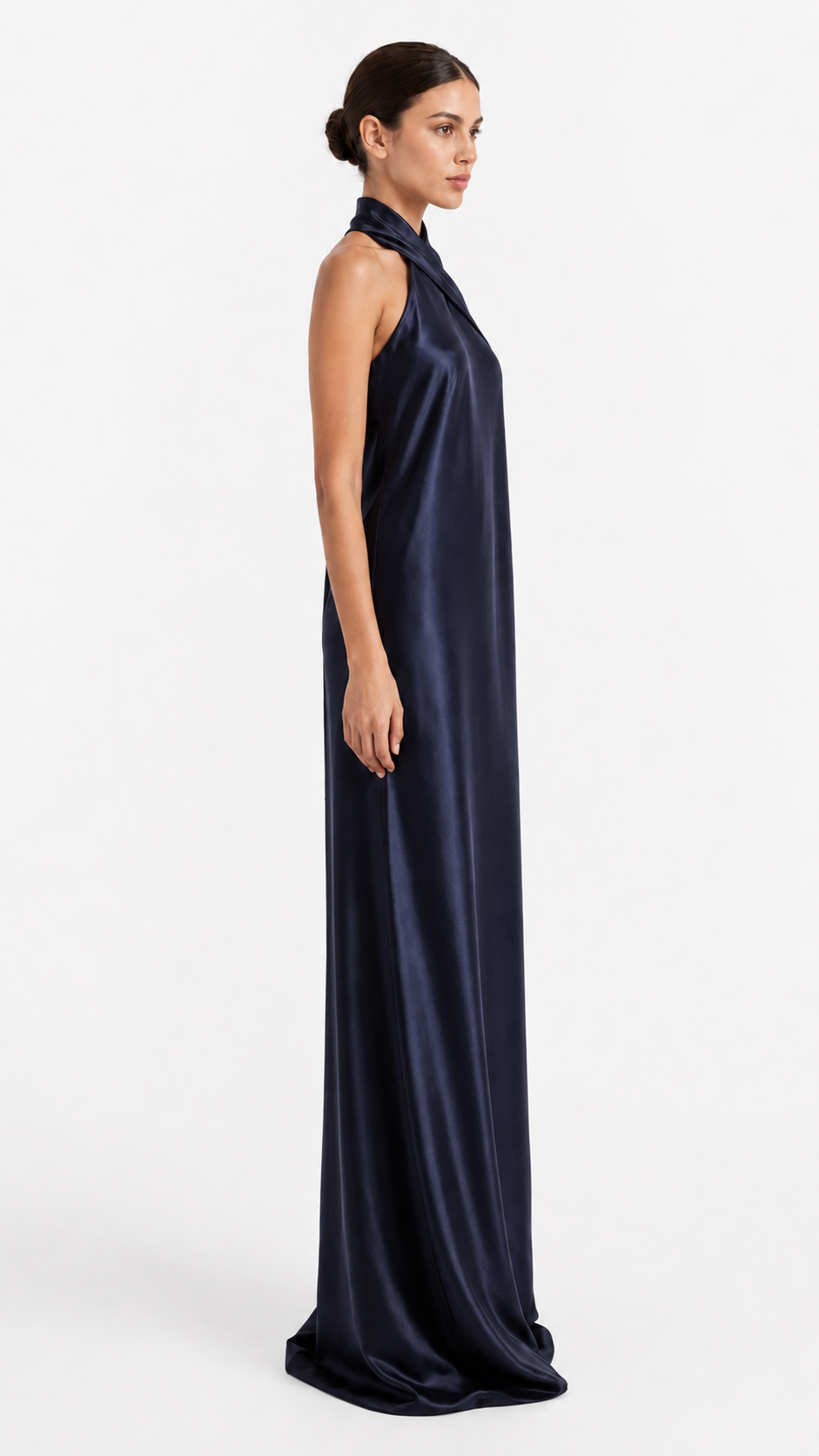 Black Cross Halter Satin Evening Gown – NOVA