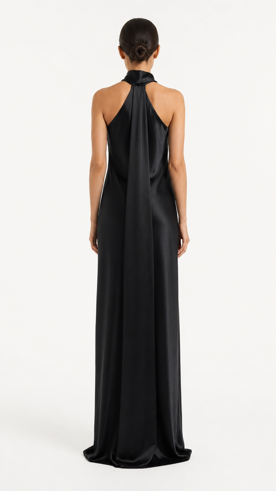 Black Cross Halter Satin Evening Gown – NOVA