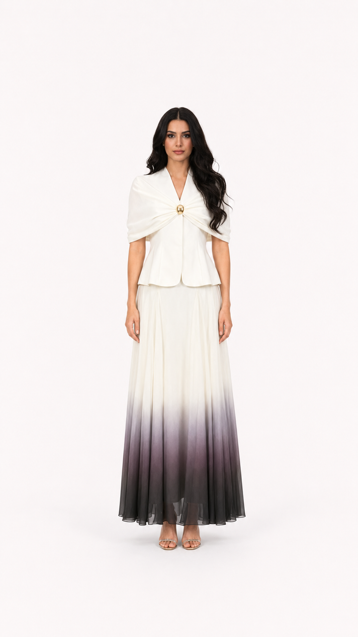 Ivory Ombre Chiffon Two-Piece Set – LUNA