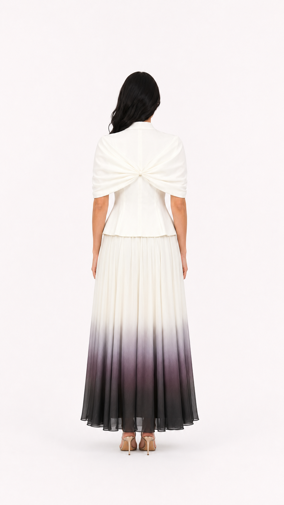 Ivory Ombre Chiffon Two-Piece Set – LUNA