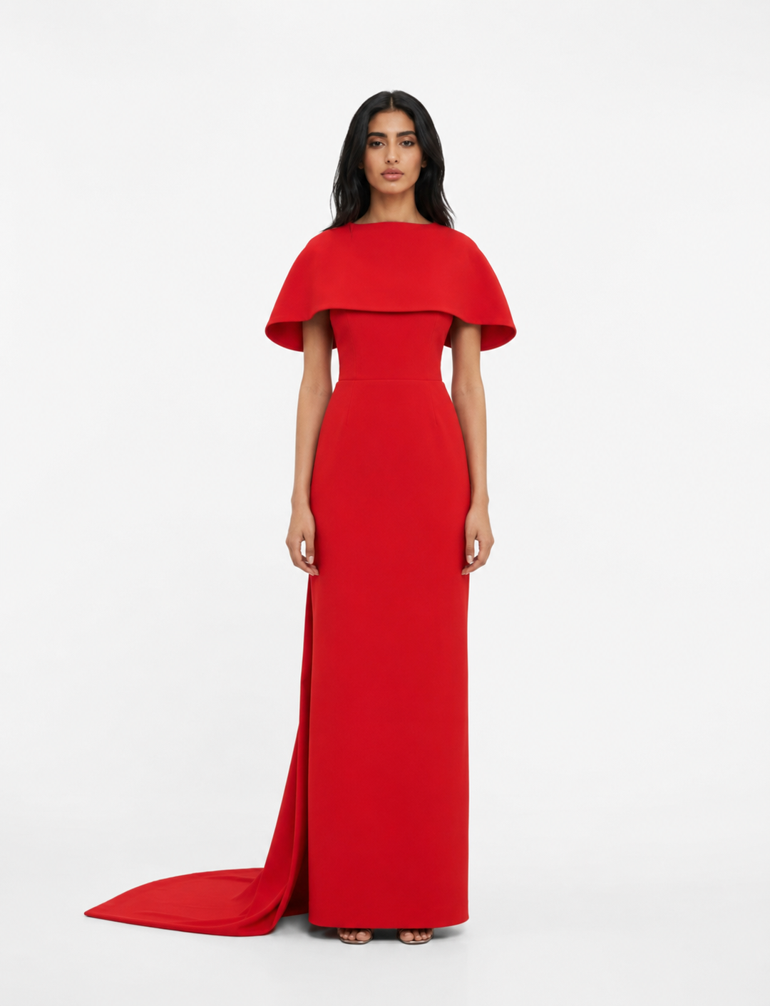Red Cape Sleeve Column Evening Gown – SCARLETT