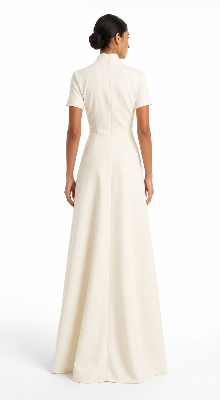 Ivory High Neck A-Line Maxi Dress – ARIA