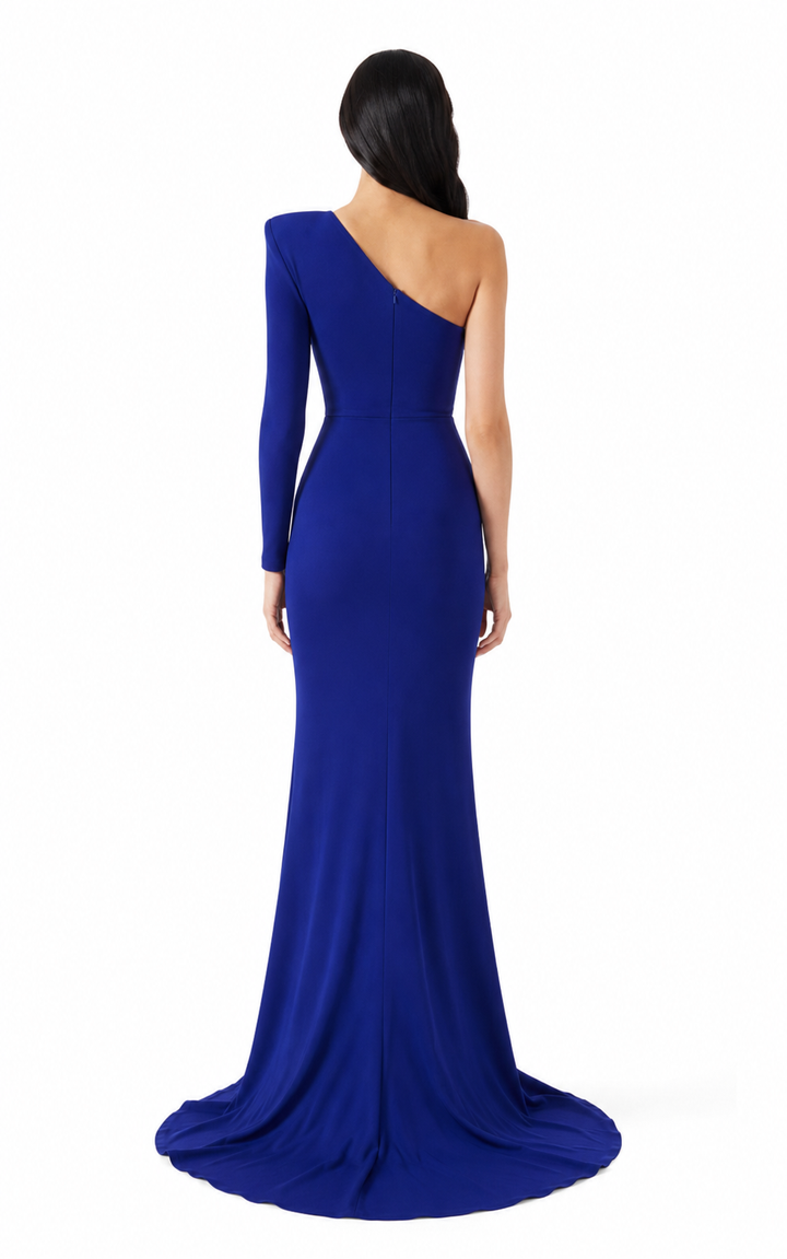 Royal Blue One-Shoulder Draped Mermaid Gown – AZURA