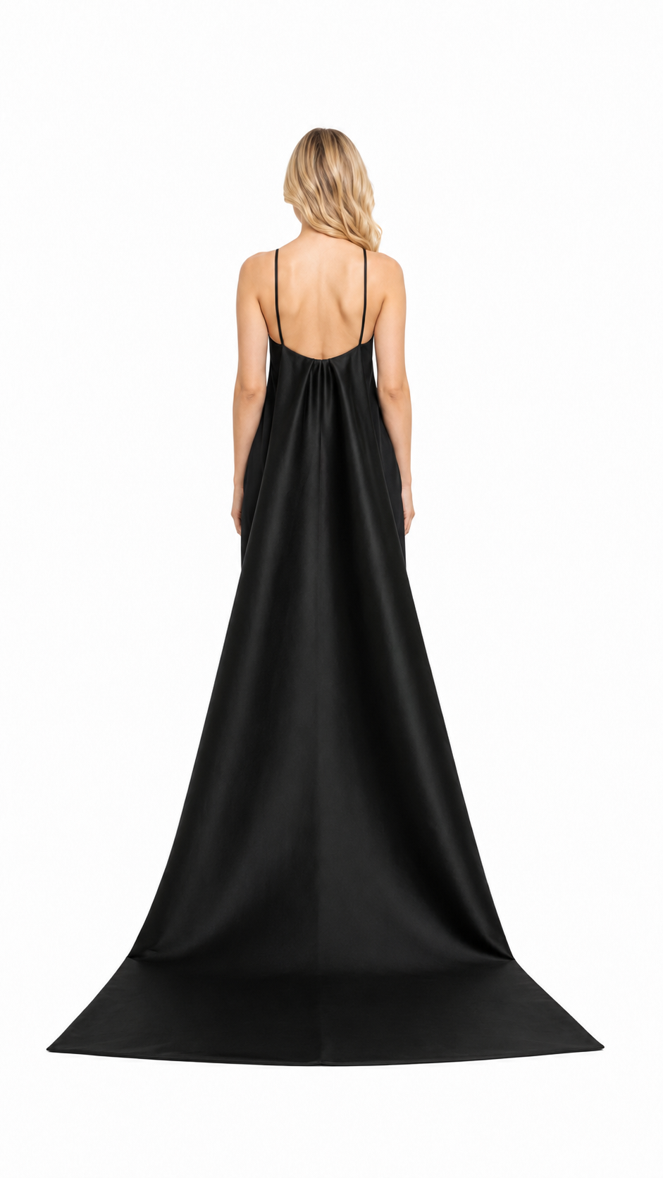Black Halter Cape Column Evening Gown – NOILA