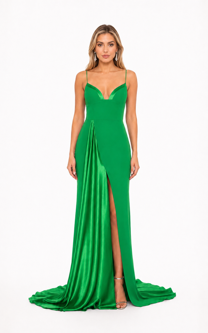 Black Sweetheart Slit Evening Gown – VELORA