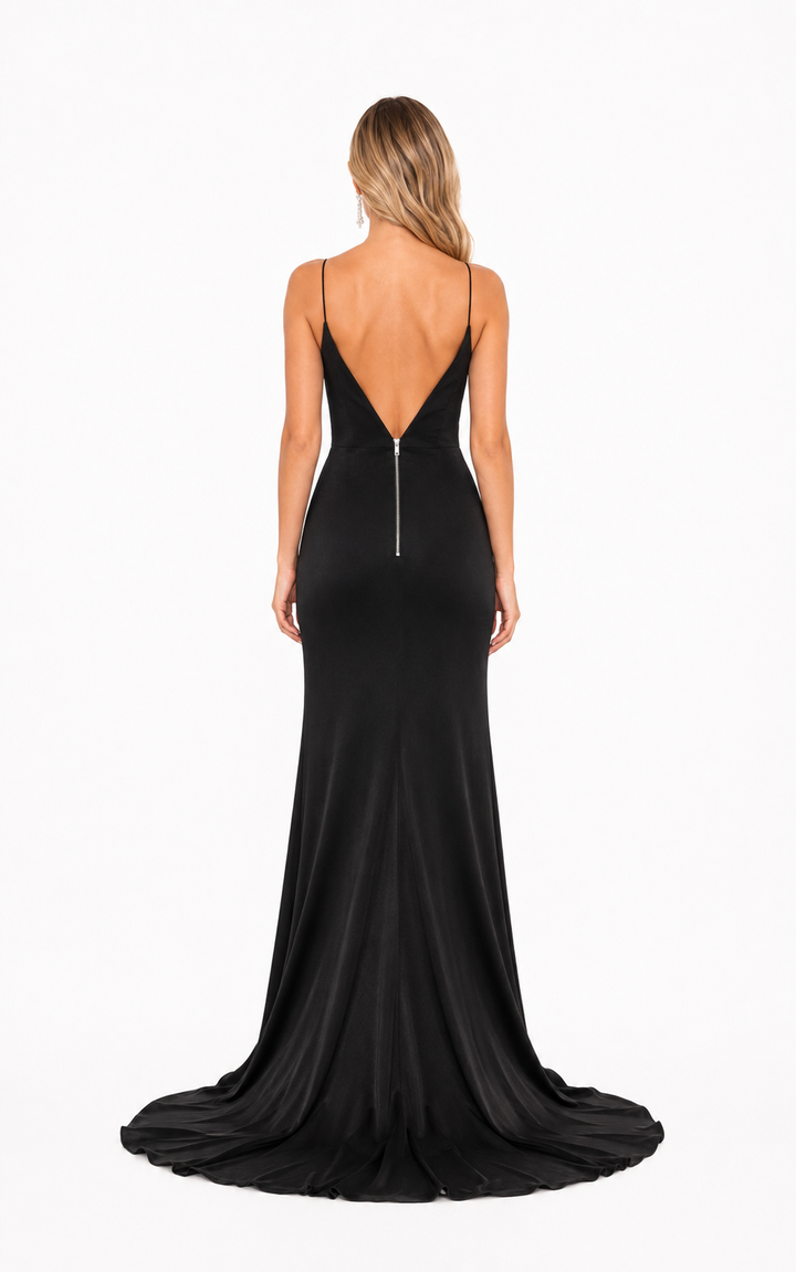 Black Sweetheart Slit Evening Gown – VELORA