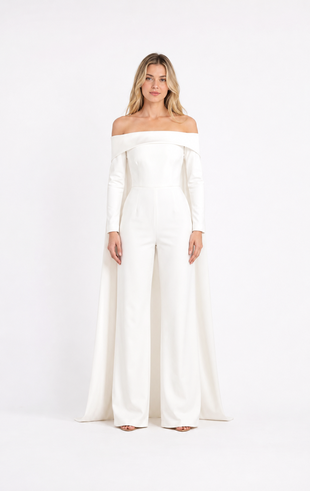 Ivory Off-Shoulder Cape Jumpsuit – ELYSIA