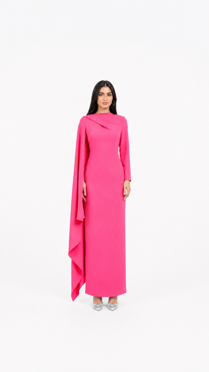 Sky Blue Cape Sleeve Column Maxi Dress – AZURA
