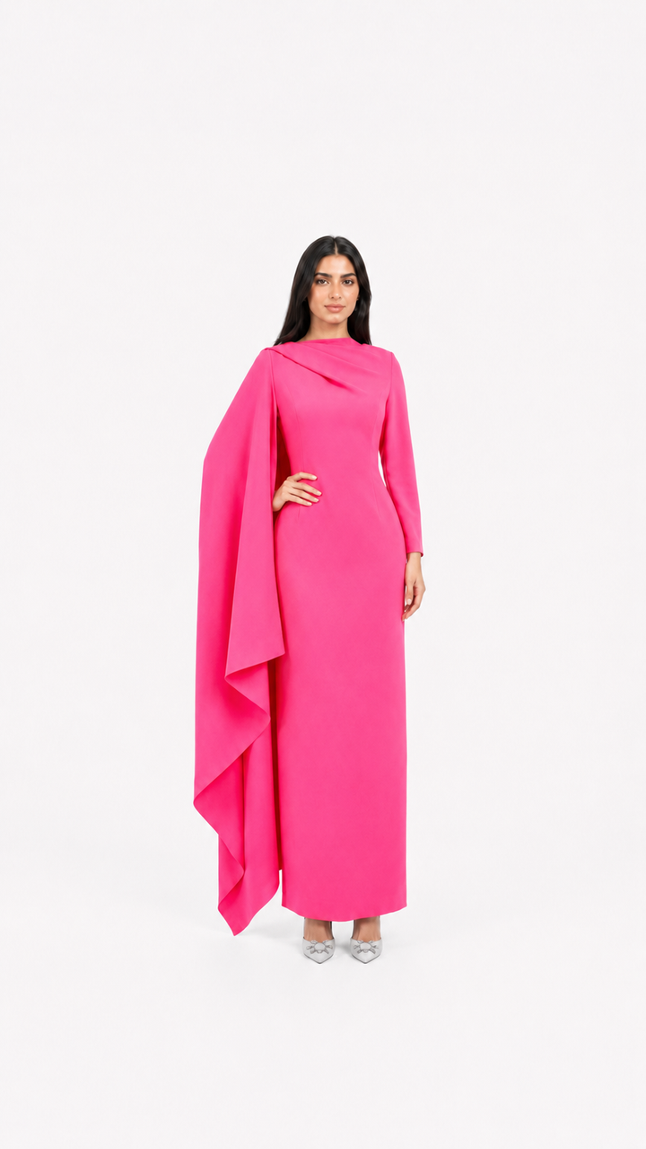 Sky Blue Cape Sleeve Column Maxi Dress – AZURA
