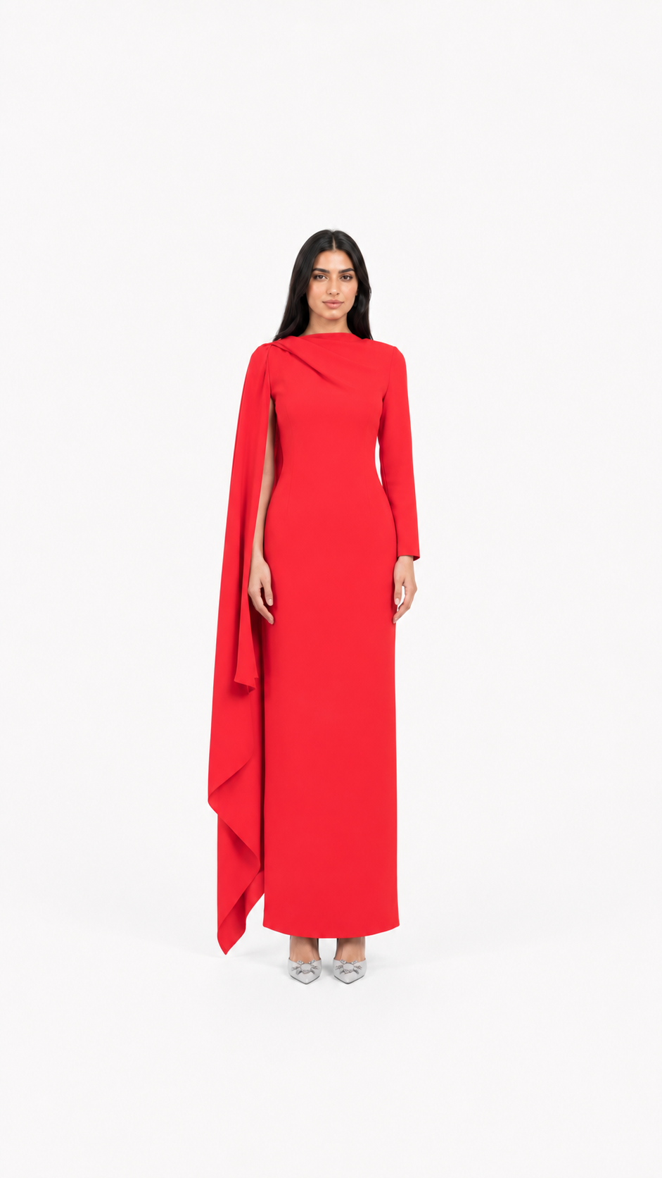 Sky Blue Cape Sleeve Column Maxi Dress – AZURA