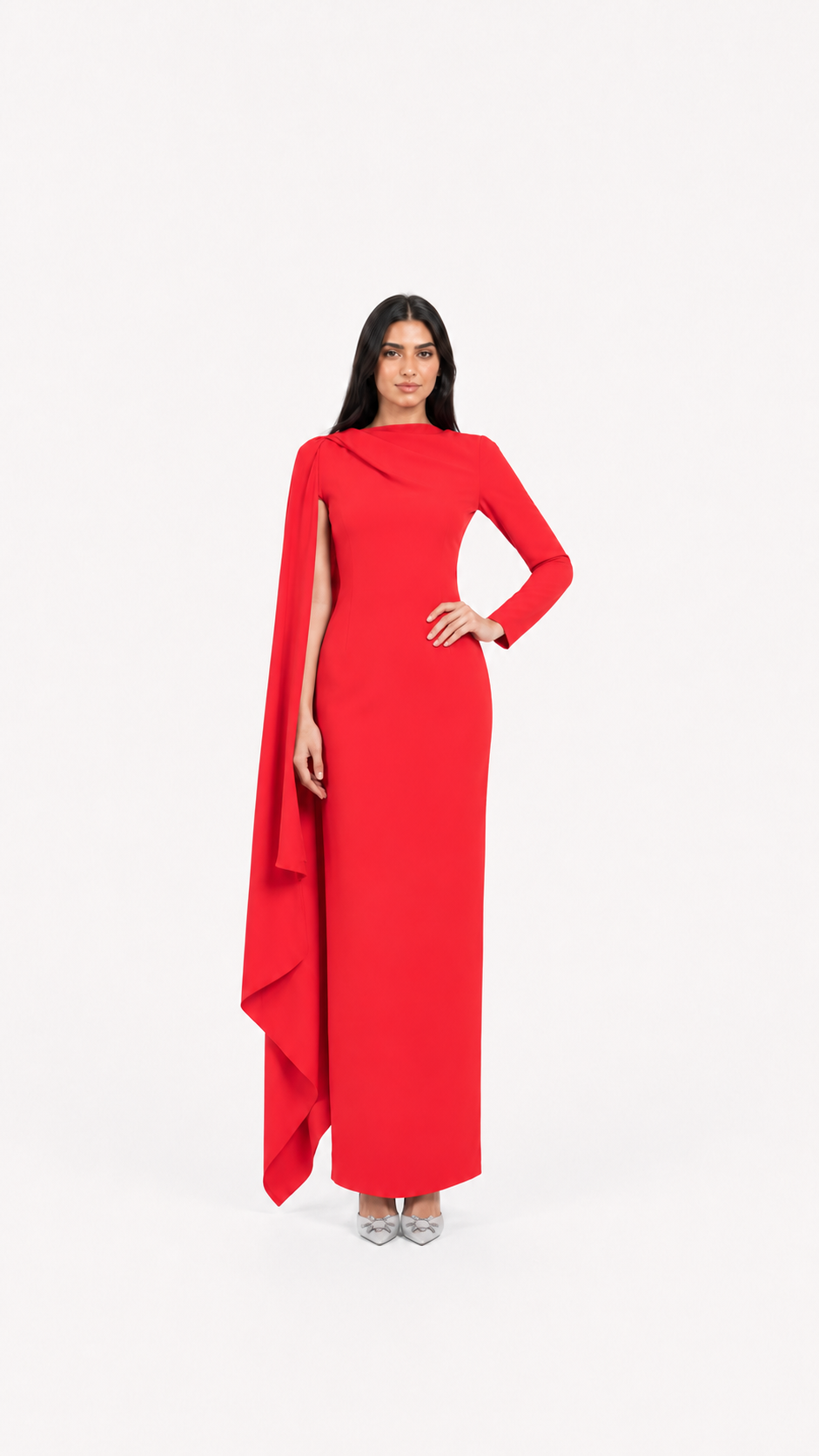 Sky Blue Cape Sleeve Column Maxi Dress – AZURA