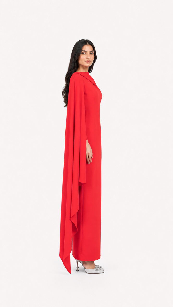 Sky Blue Cape Sleeve Column Maxi Dress – AZURA