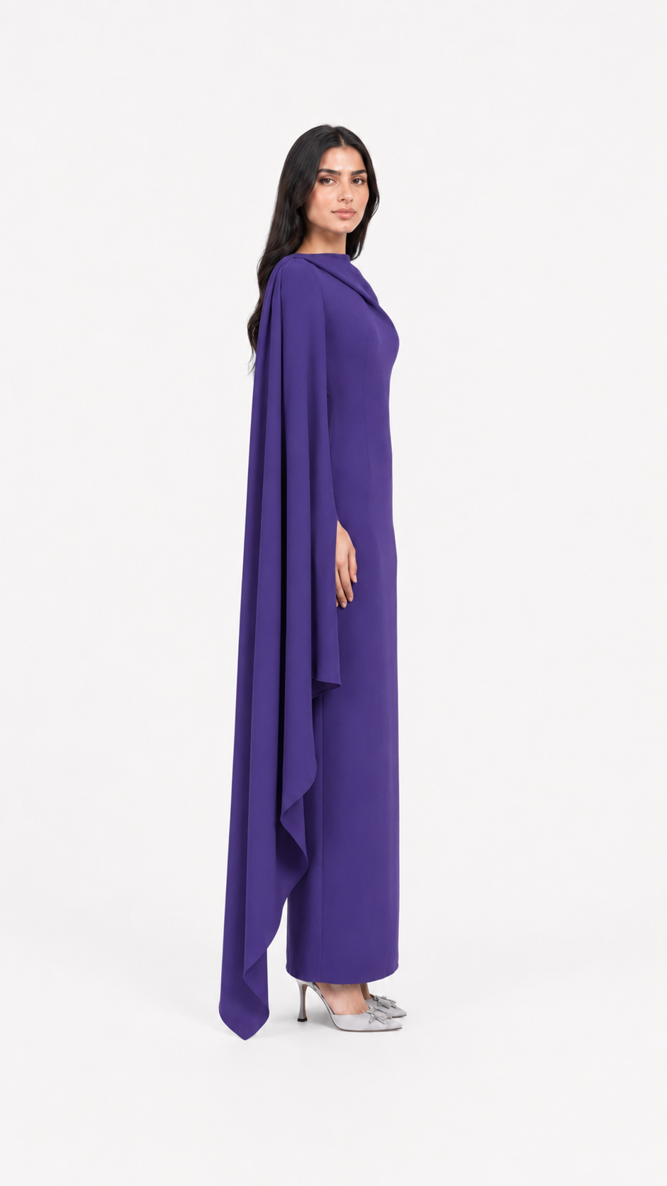 Sky Blue Cape Sleeve Column Maxi Dress – AZURA