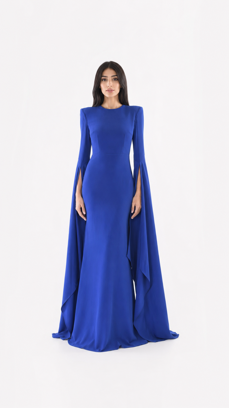 Royal Blue Cape Sleeve Mermaid Evening Gown – AZURA