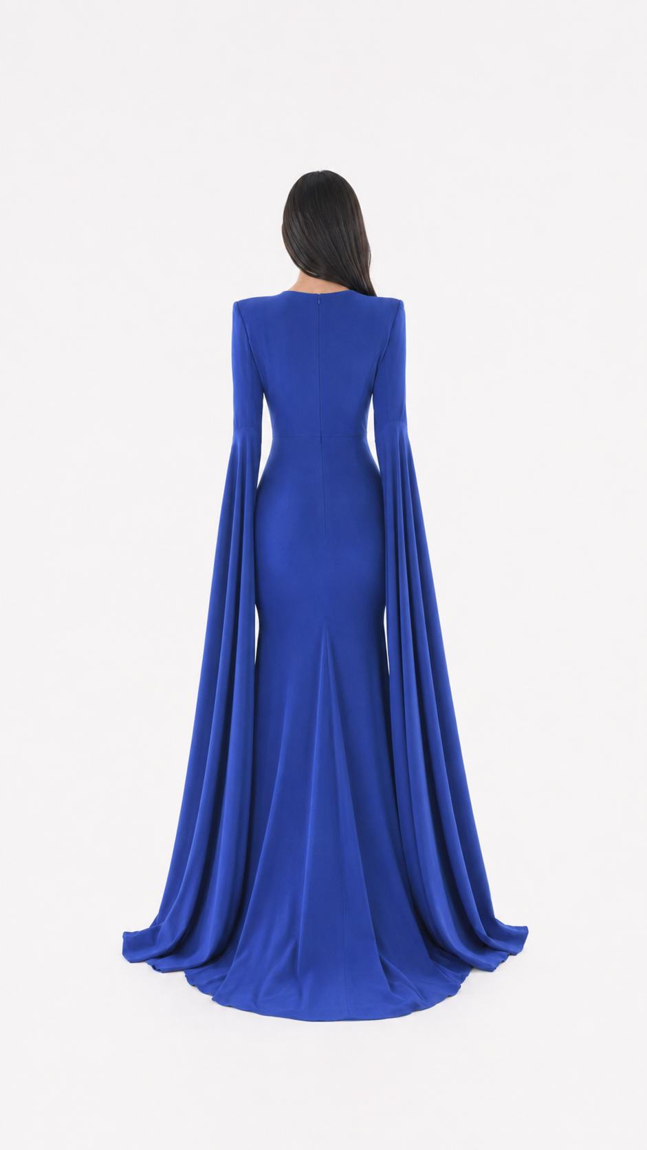 Royal Blue Cape Sleeve Mermaid Evening Gown – AZURA