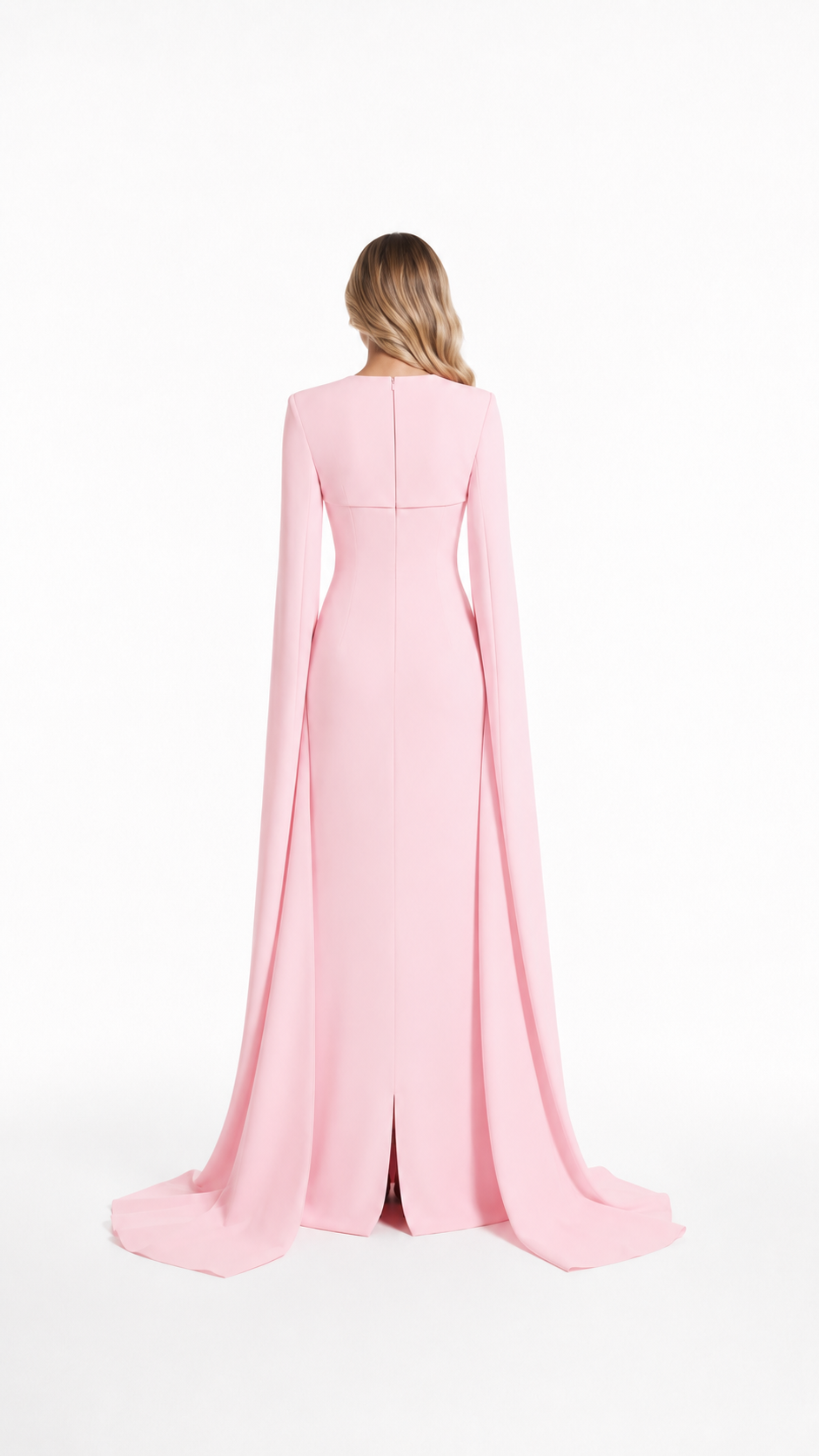 Blush Pink Keyhole Cape Evening Gown – AURÉLIA