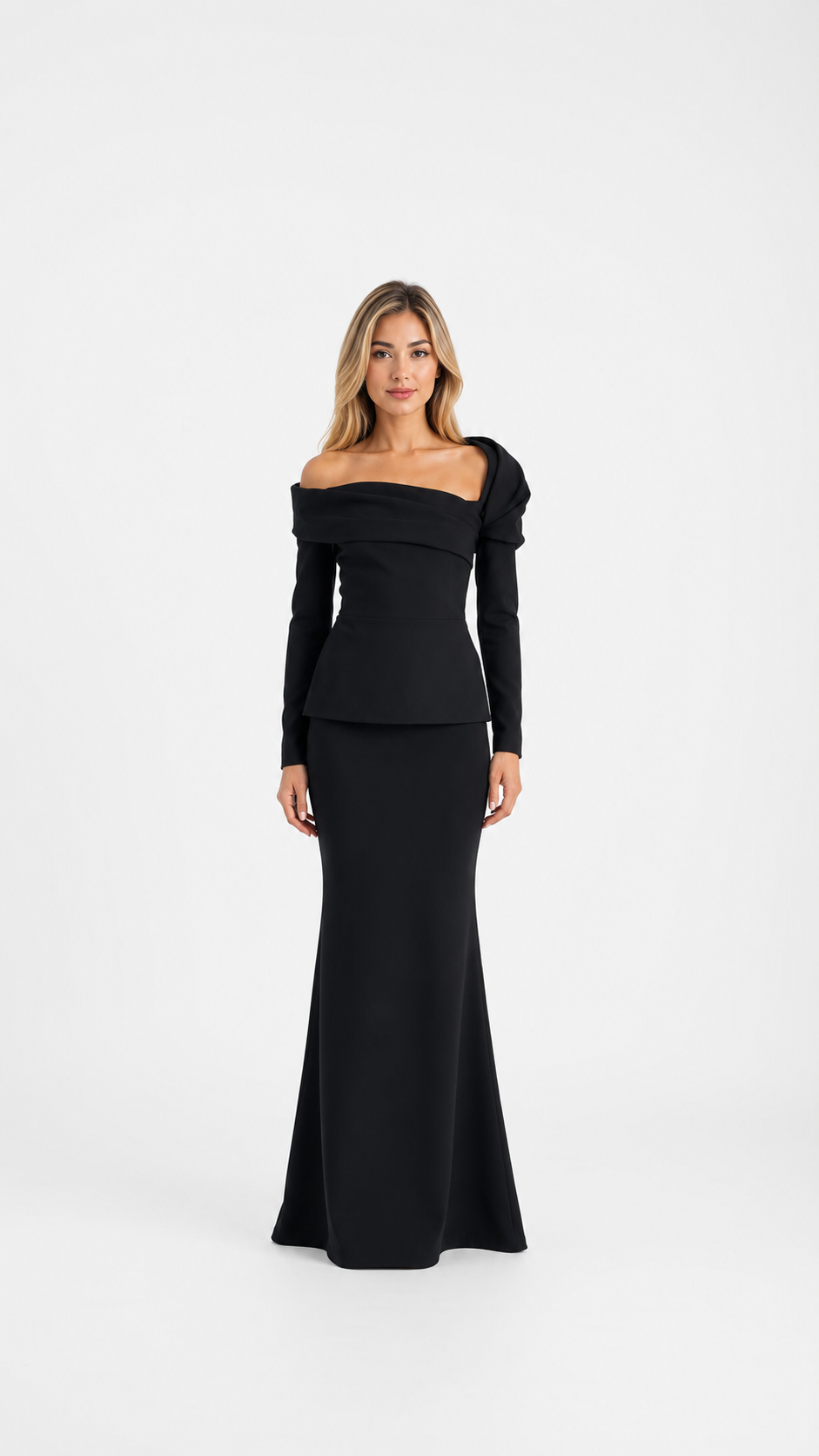 Black Off-Shoulder Mermaid Evening Gown – SILSA