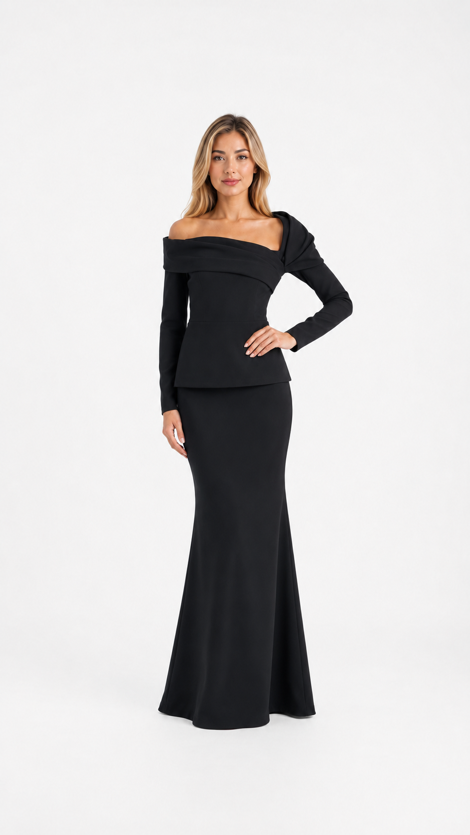 Black Off-Shoulder Mermaid Evening Gown – SILSA