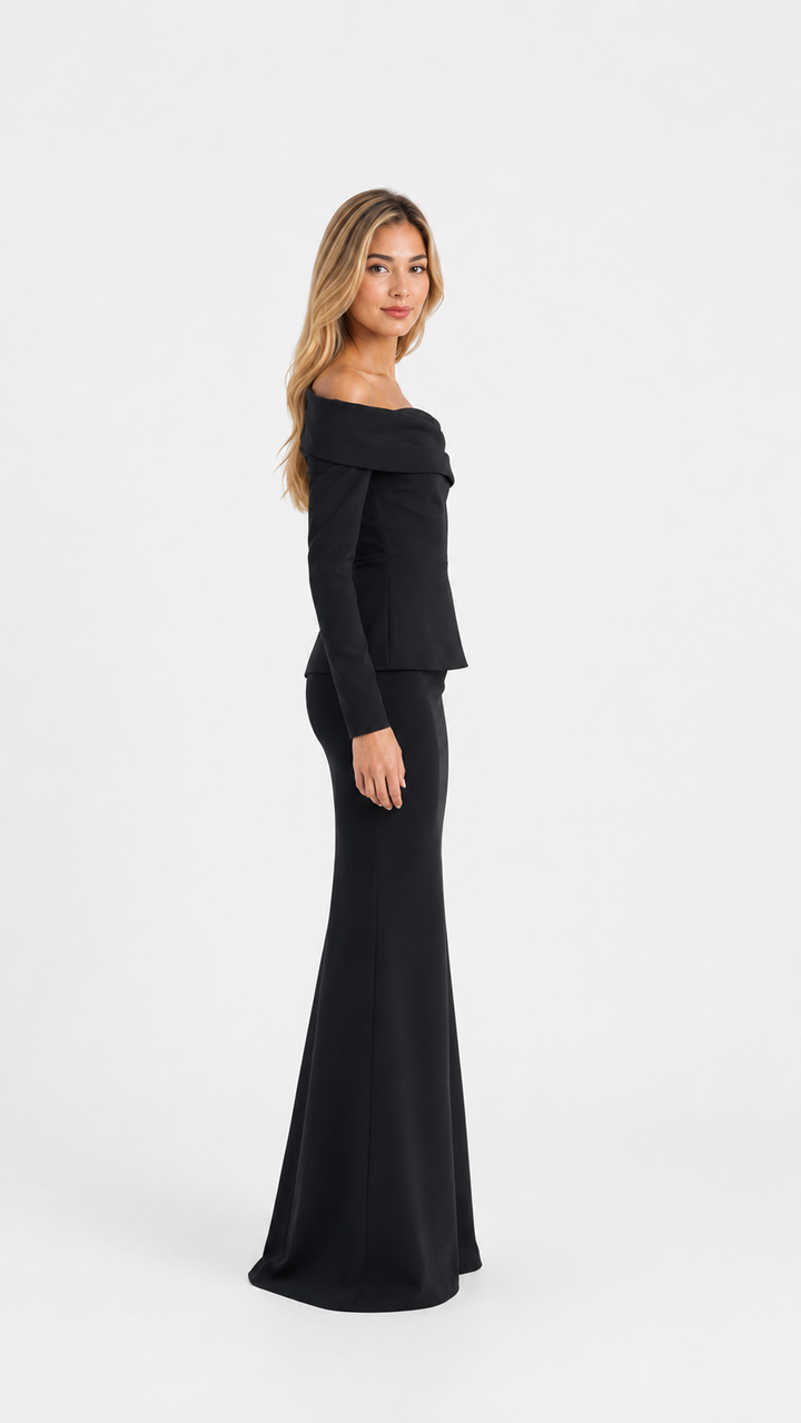 Black Off-Shoulder Mermaid Evening Gown – SILSA