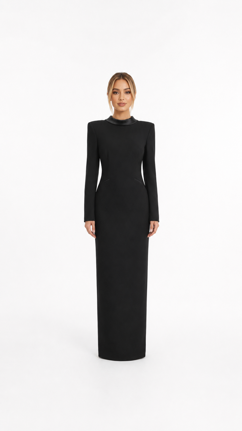 Black High Neck Column Evening Gown – ECLIPSE