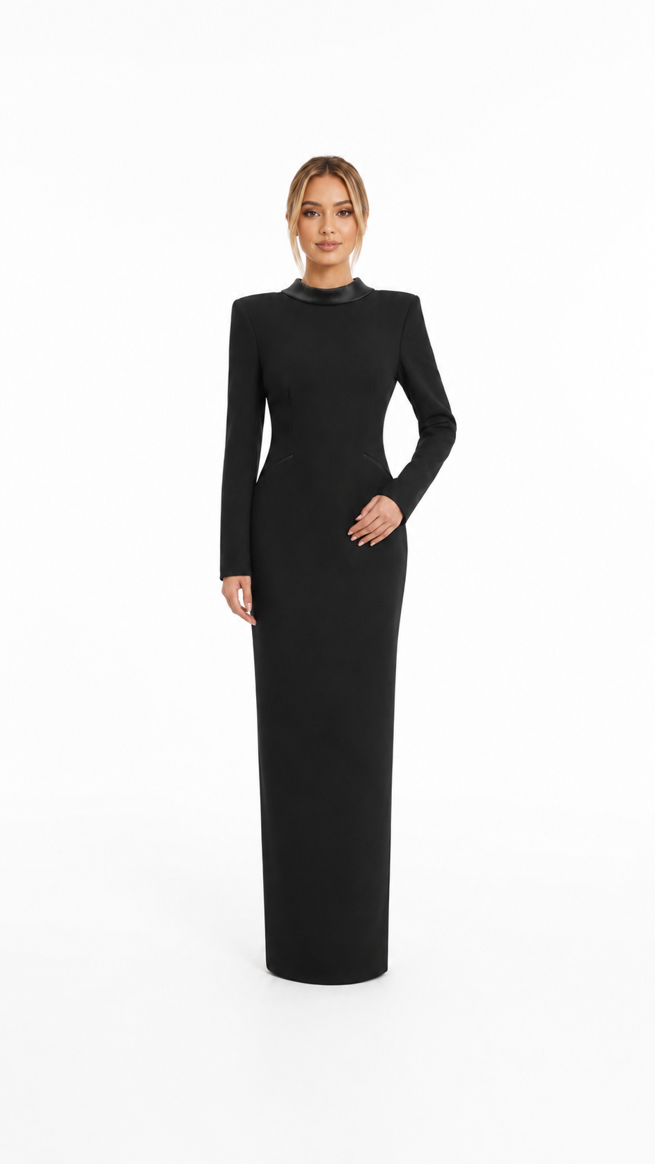 Black High Neck Column Evening Gown – ECLIPSE