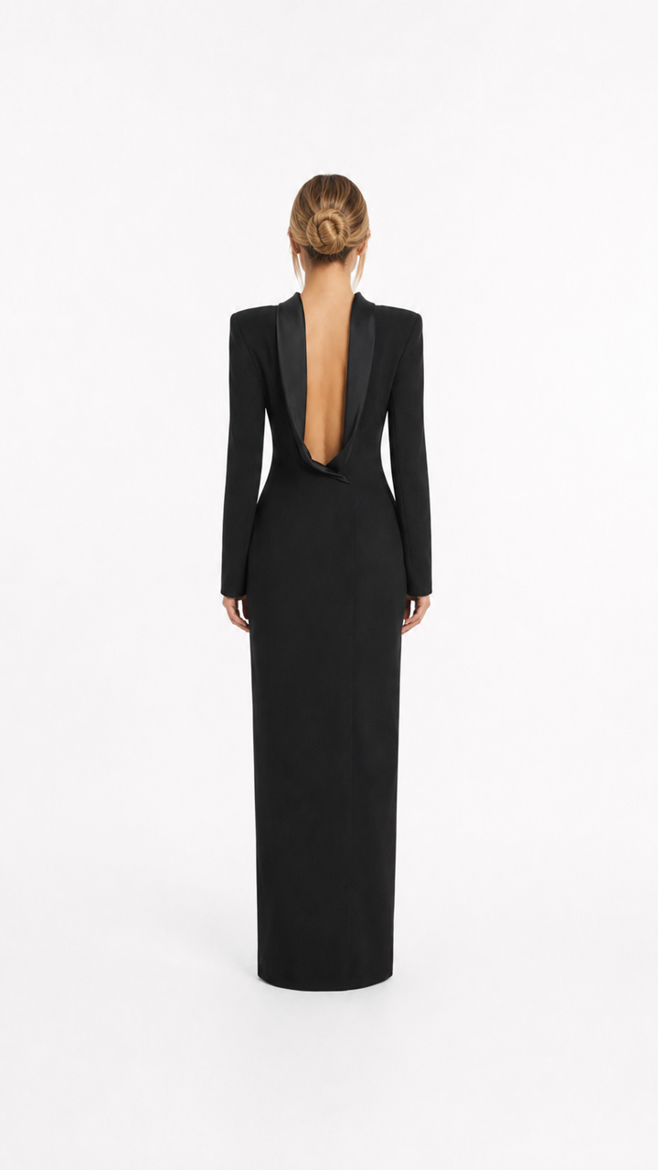 Black High Neck Column Evening Gown – ECLIPSE