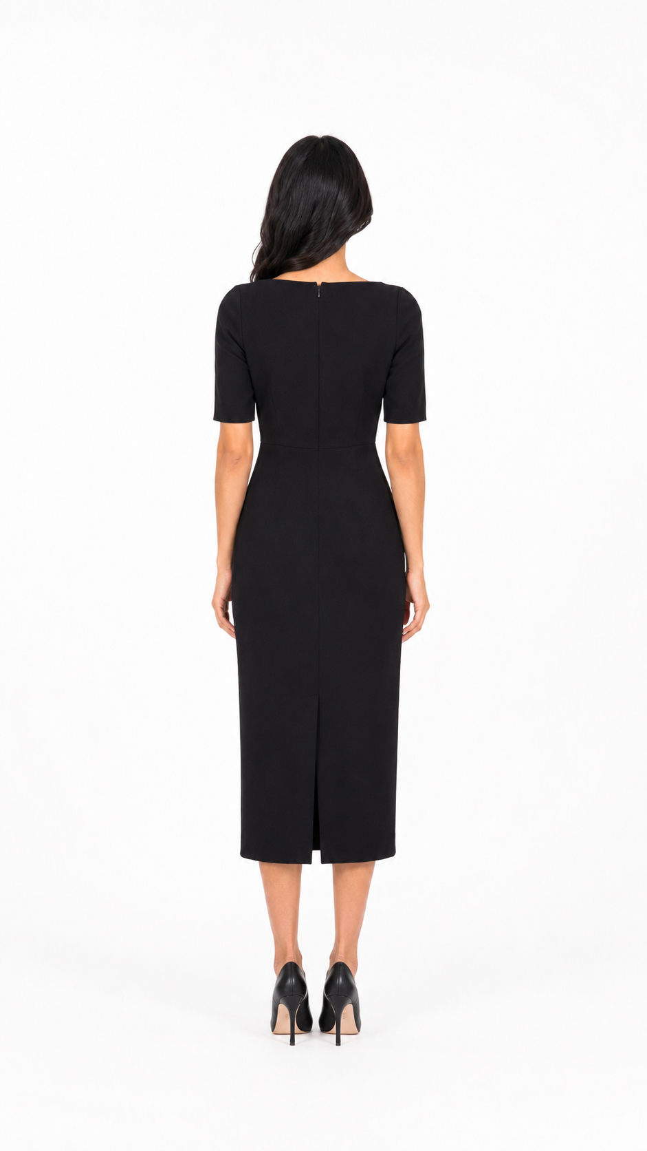 Black Square Neck Midi Dress – SOIRA