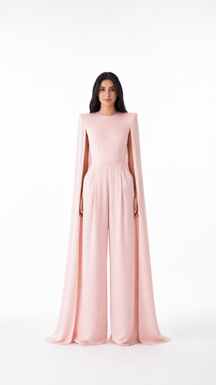 Blush Pink Cape Sleeve Jumpsuit – AURÉLIA