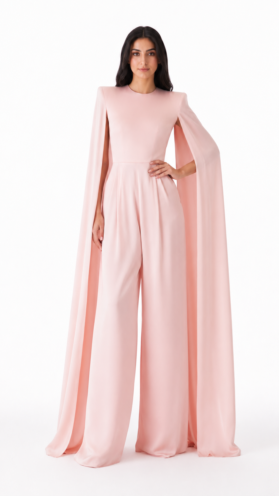 Blush Pink Cape Sleeve Jumpsuit – AURÉLIA