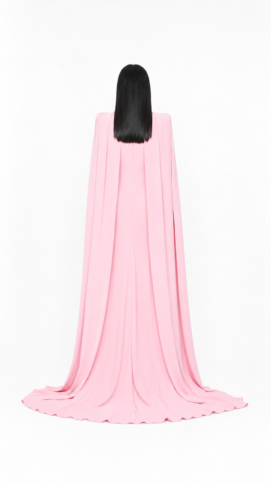 Blush Pink Cape Sleeve Evening Gown – ROSABELLE