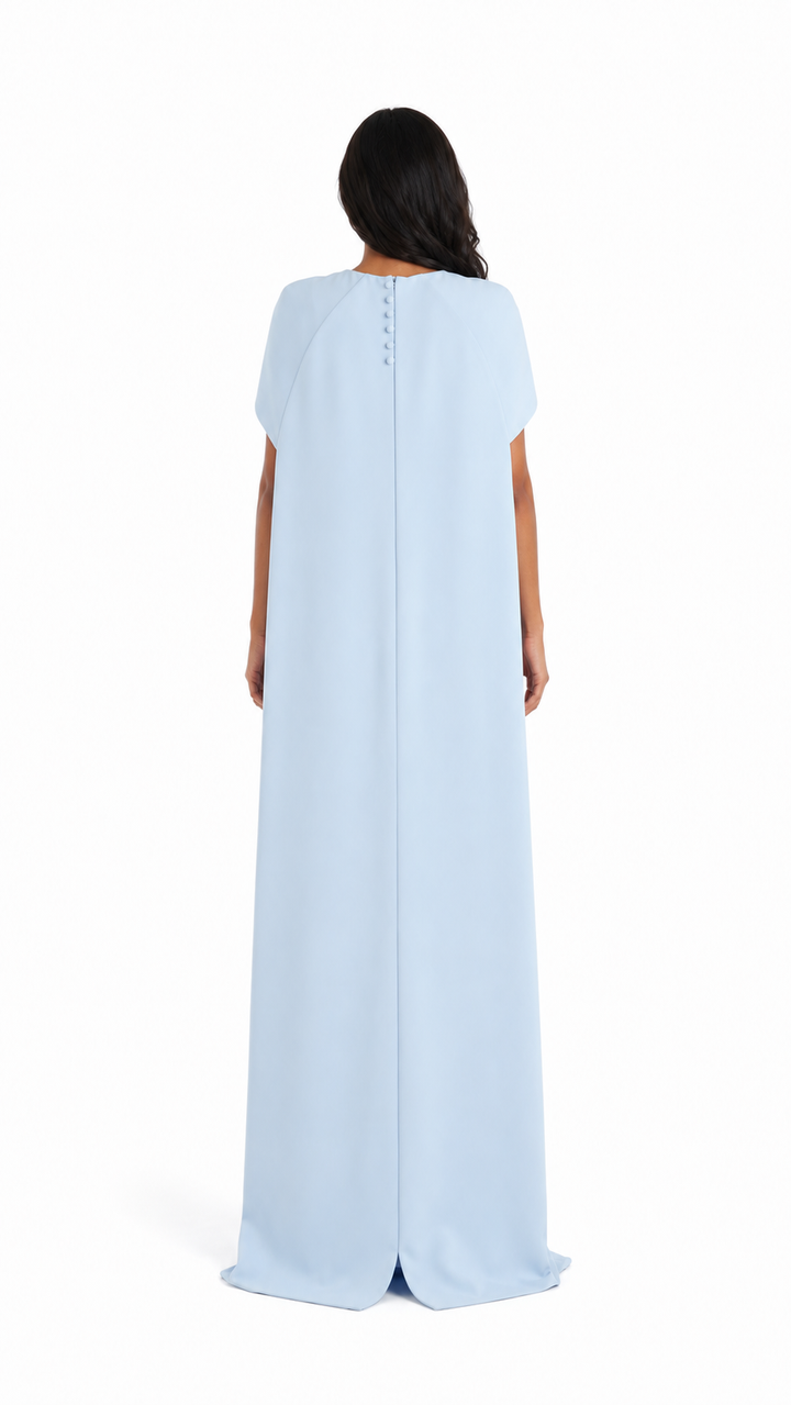 Sky Blue Cape Sleeve Mermaid Evening Gown – AZURA