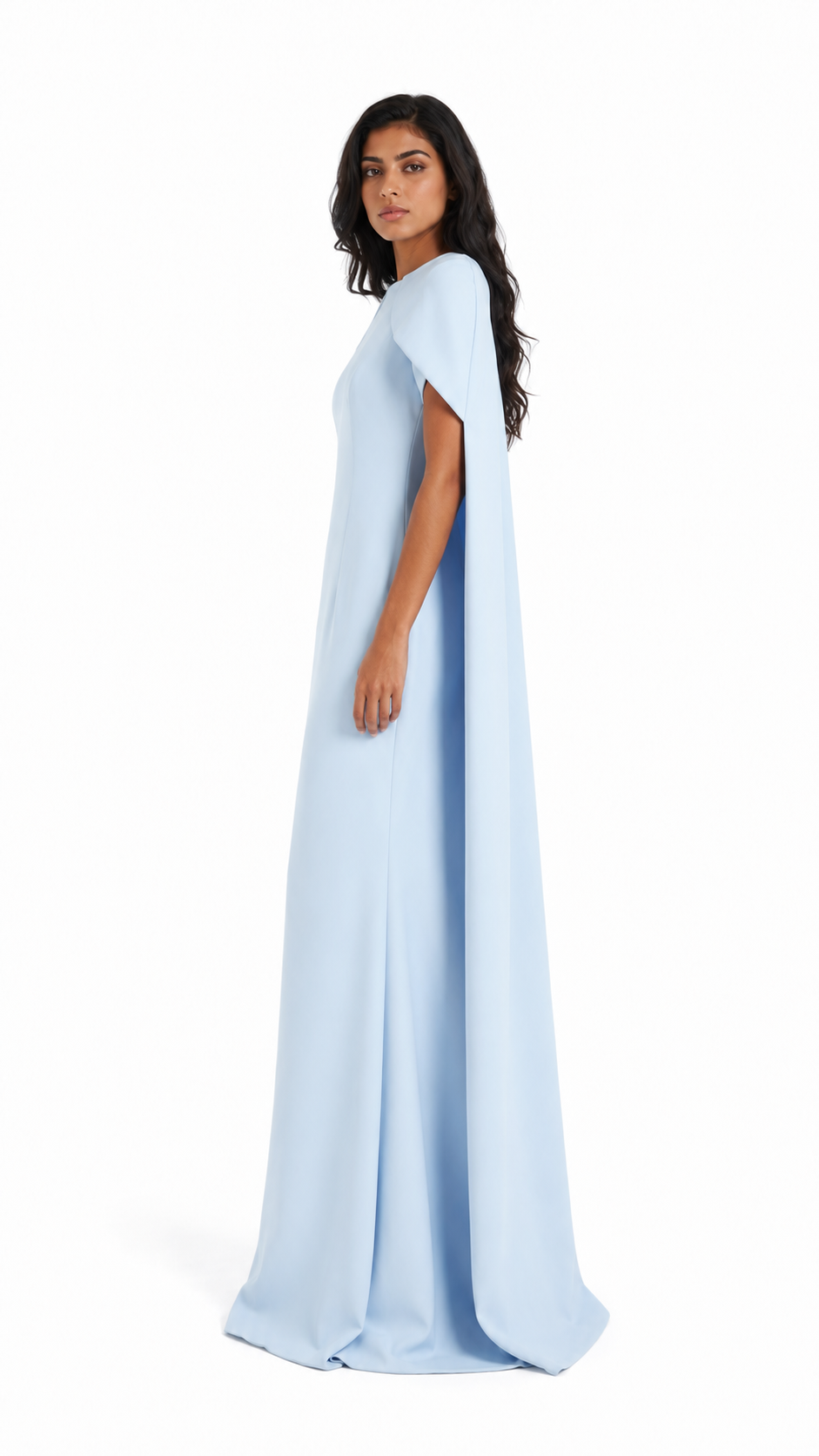 Sky Blue Cape Sleeve Mermaid Evening Gown – AZURA