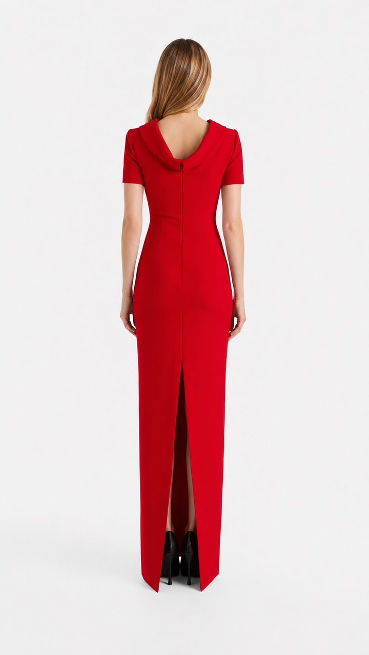 Red High Neck Column Maxi Dress – SCARLETT