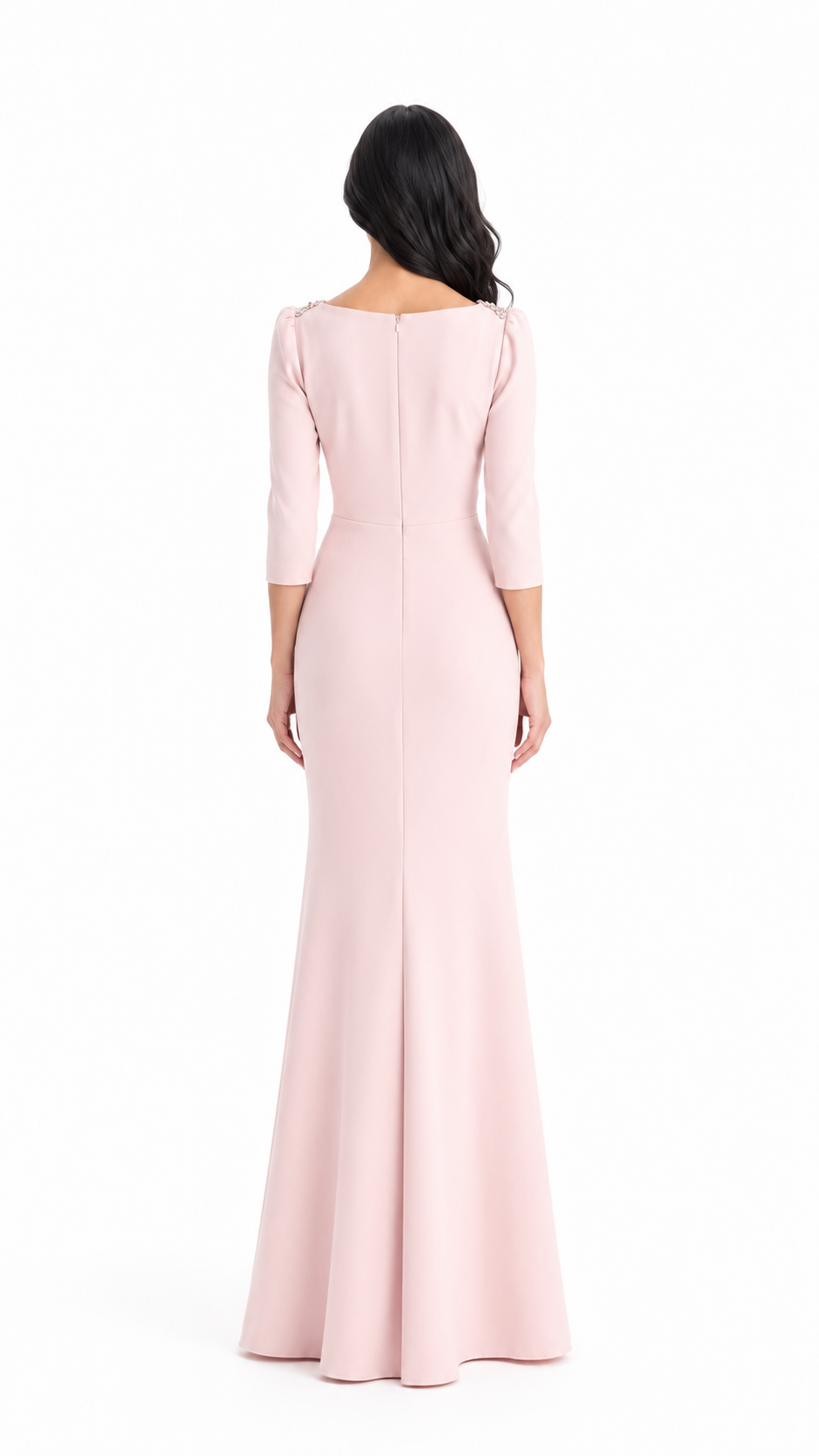Blush Pink Embellished Shoulder Mermaid Gown – SOLRA