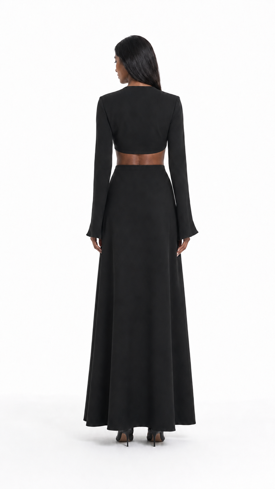 Black Cut-Out V-Neck Evening Gown – VIRA