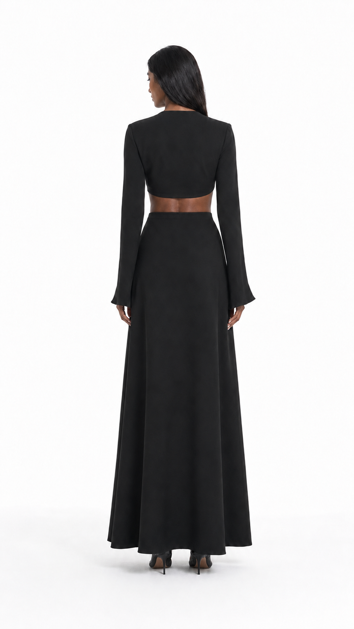 Black Cut-Out V-Neck Evening Gown – VIRA
