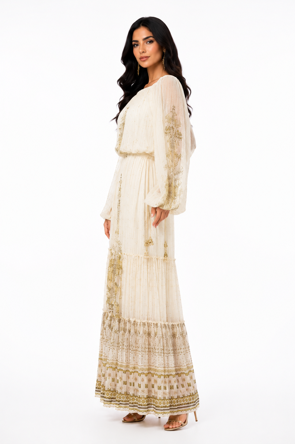 Printed Blouse & Pleated Maxi Skirt Set – NOELLE