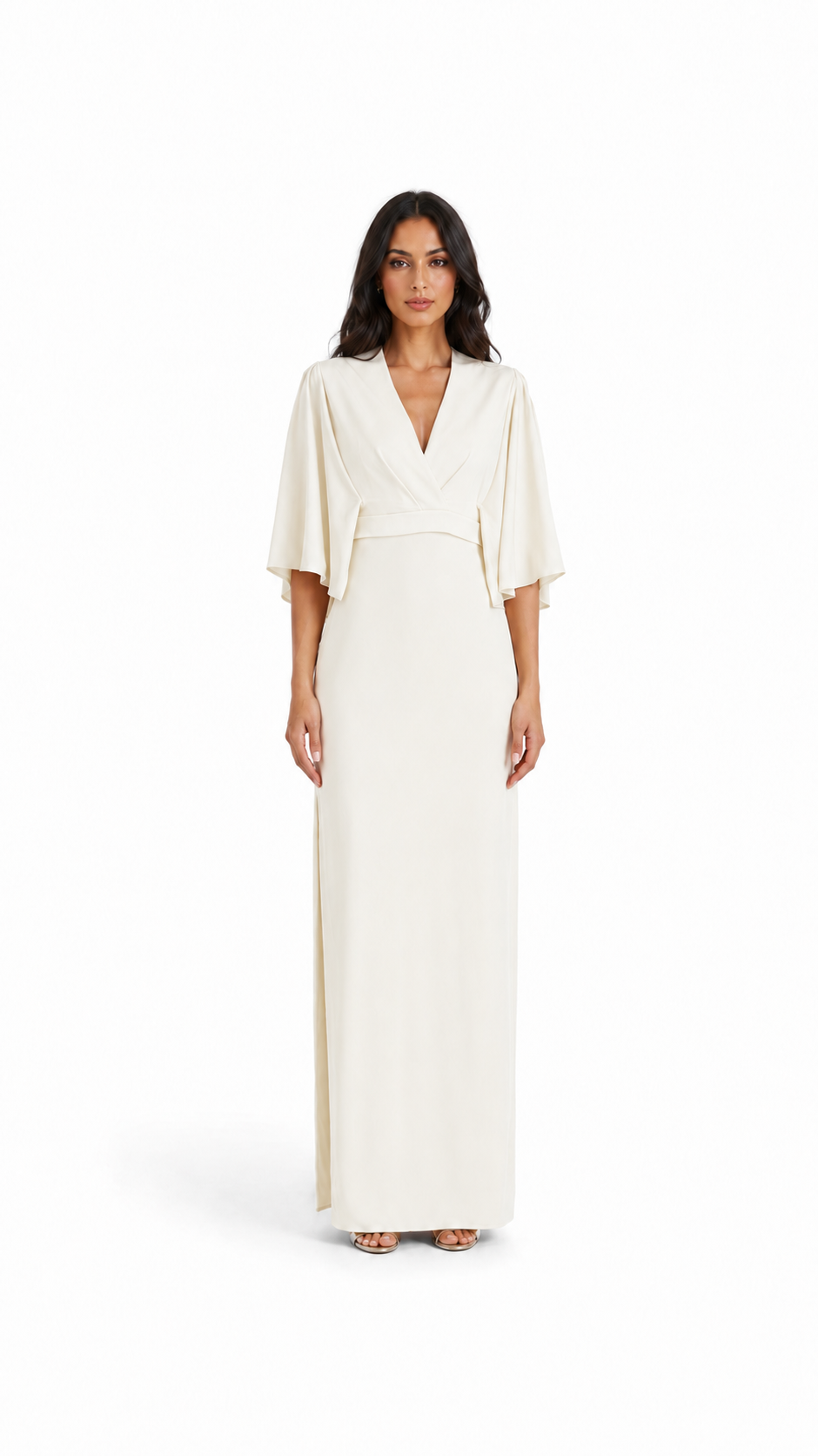 Mustard Draped V-Neck Maxi Dress – NOVA