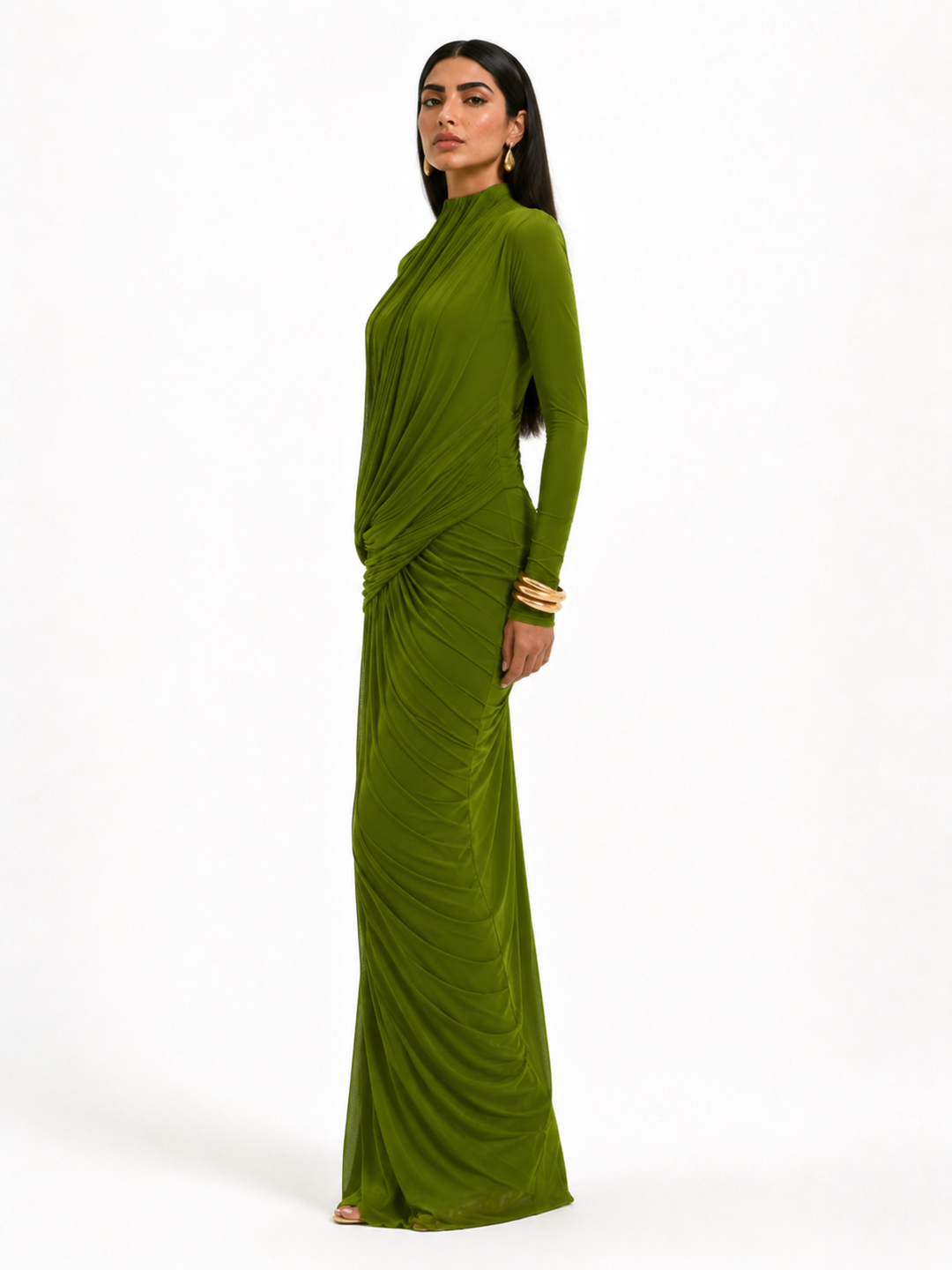 Draped High-Neck Maxi Dress – ADRIANA