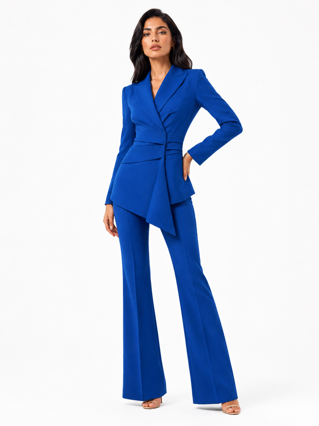 Asymmetric Tailored Blazer & Flared Pants Set – VICTORIA