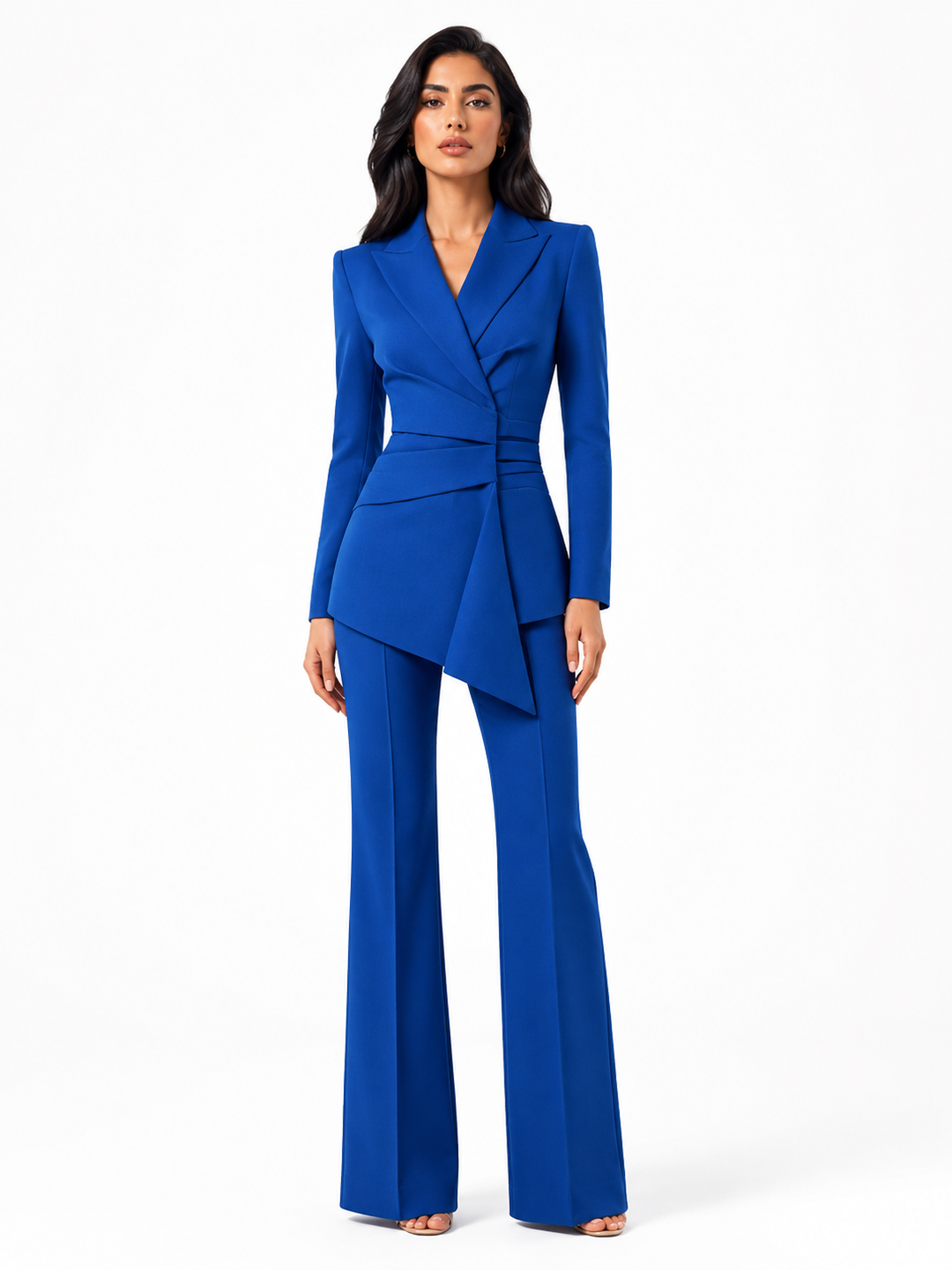 Asymmetric Tailored Blazer & Flared Pants Set – VICTORIA